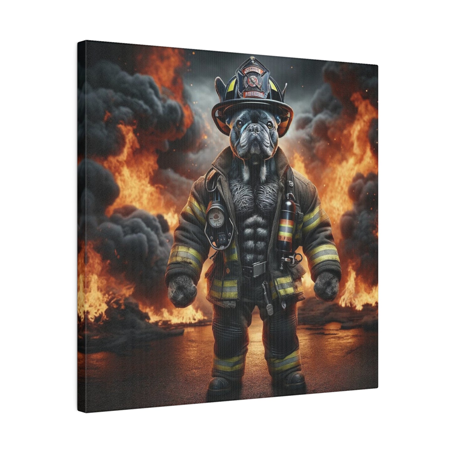 Frenchie Fire-Matte Canvas, Stretched, 14x14