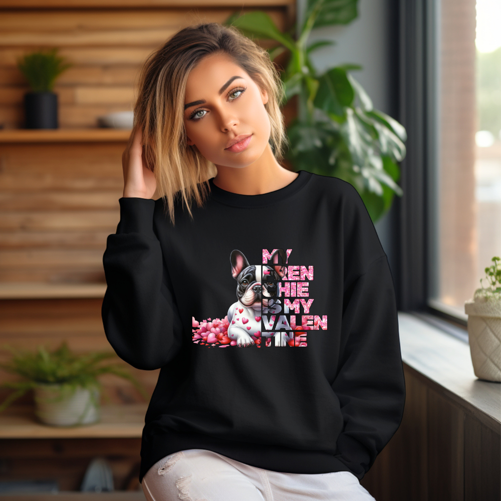 My Frenchie Is My Valentine II Unisex Heavy Blend⢠Crewneck Sweatshirt
