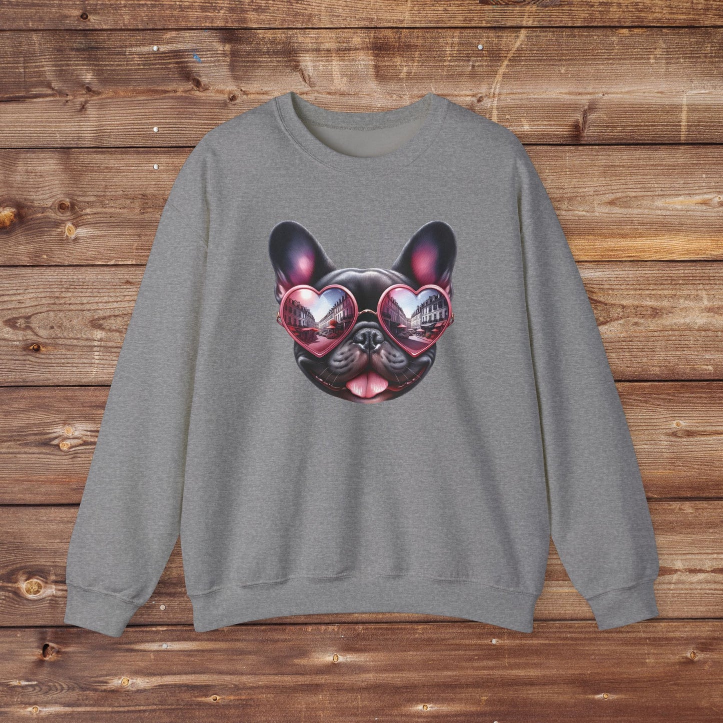 Frenchie Heart Shades Crewneck Sweatshirt