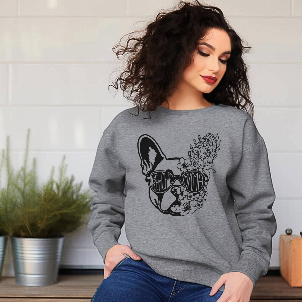 Floral Frenchie Mama Unisex Heavy Blend⢠Crewneck Sweatshirt