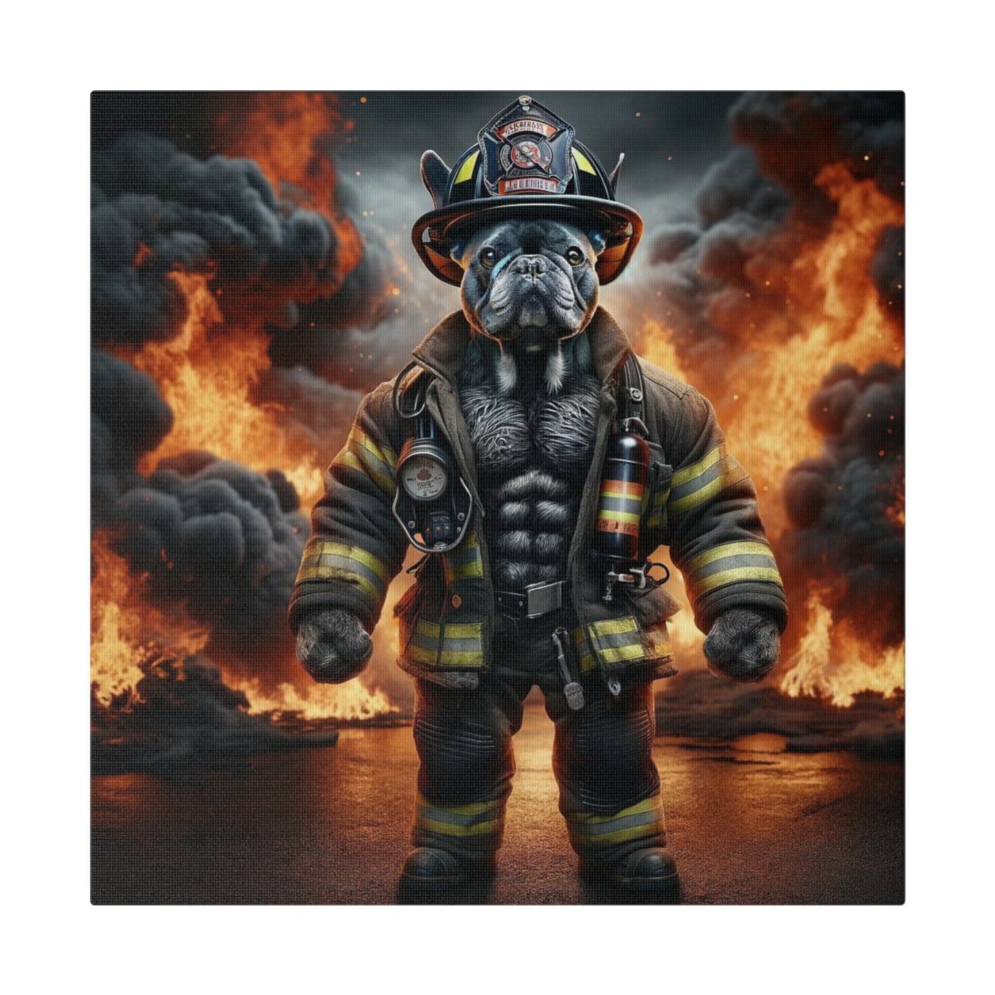 Frenchie Fire-Matte Canvas, Stretched, 14x14
