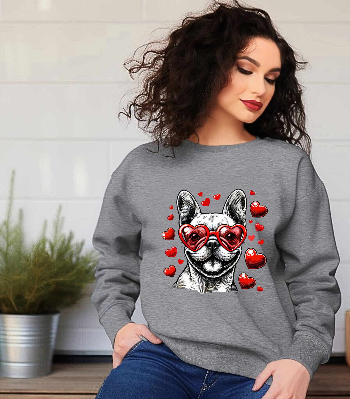 Happy Frenchie Unisex Heavy Blend⢠Crewneck Sweatshirt