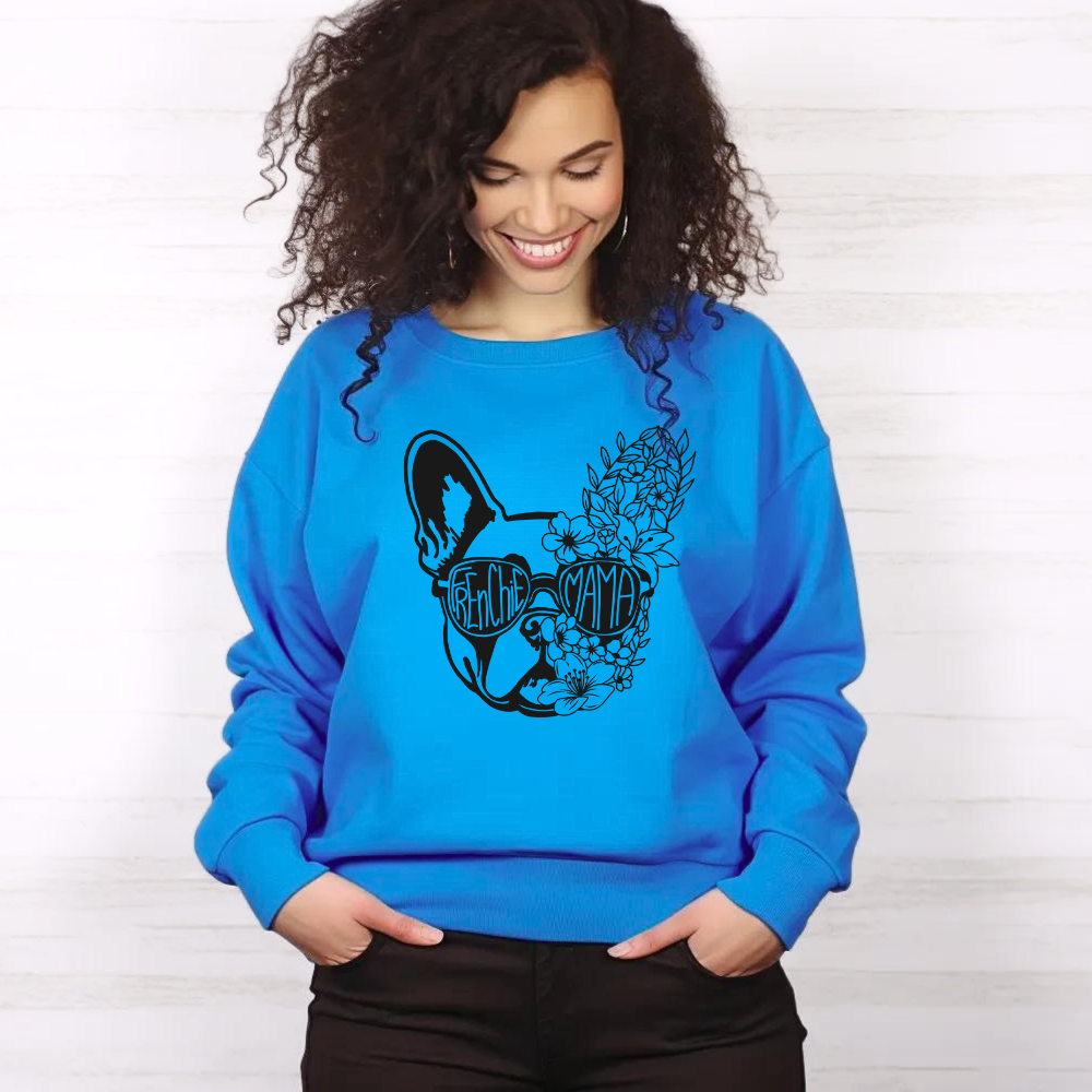 Floral Frenchie Mama Unisex Heavy Blend⢠Crewneck Sweatshirt