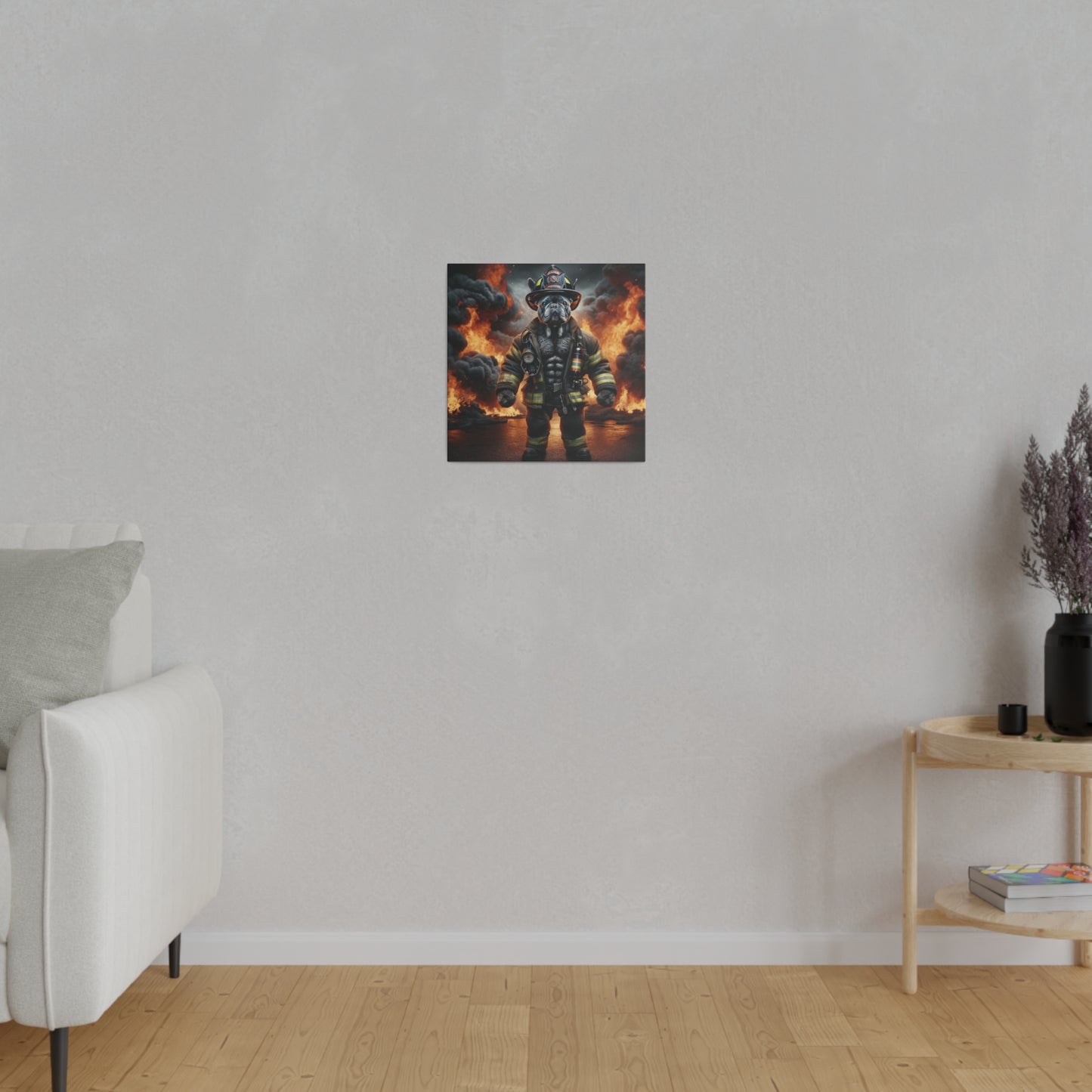Frenchie Fire-Matte Canvas, Stretched, 14x14