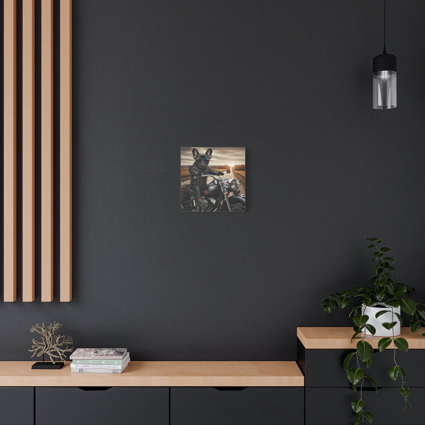 Biker Frenchie-Matte Canvas, Stretched, 14x14