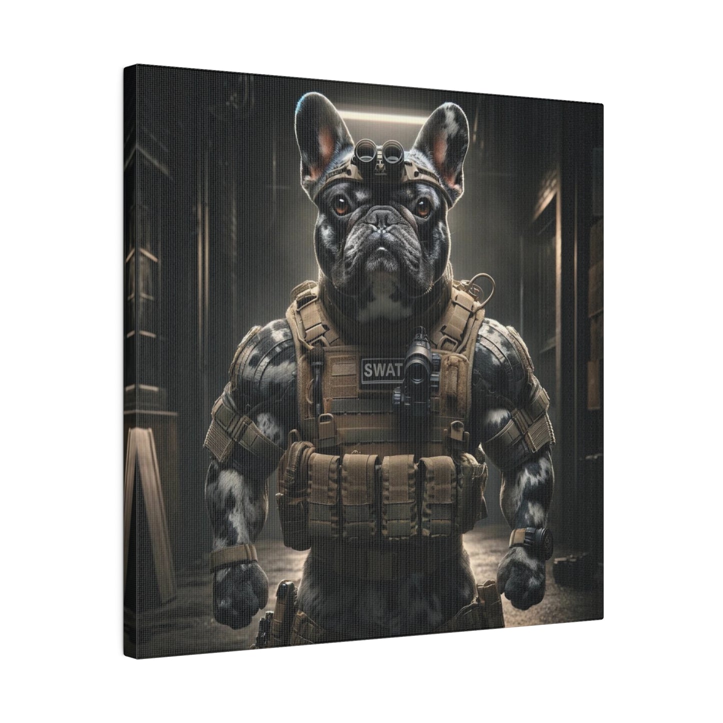 Frenchie Swat-Matte Canvas, Stretched, 14x14