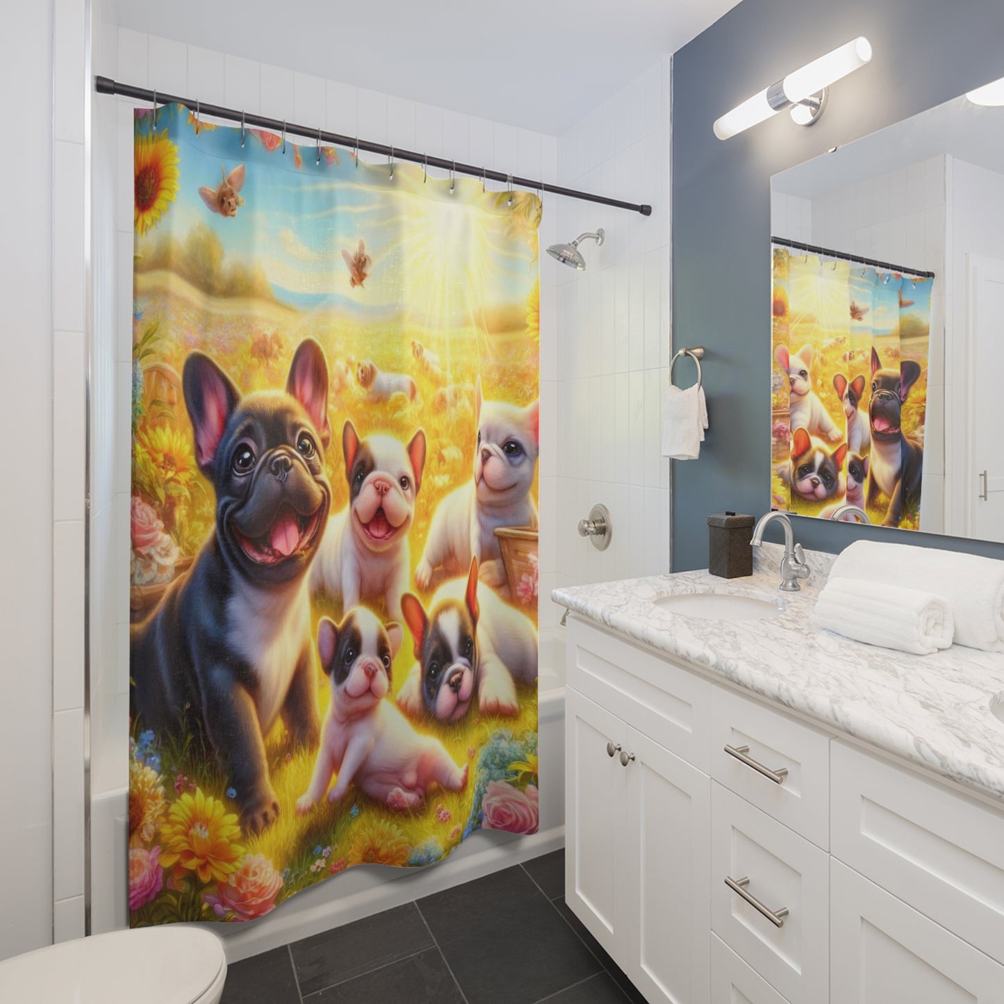 Frenchie Fun In Da Sun-Shower Curtains