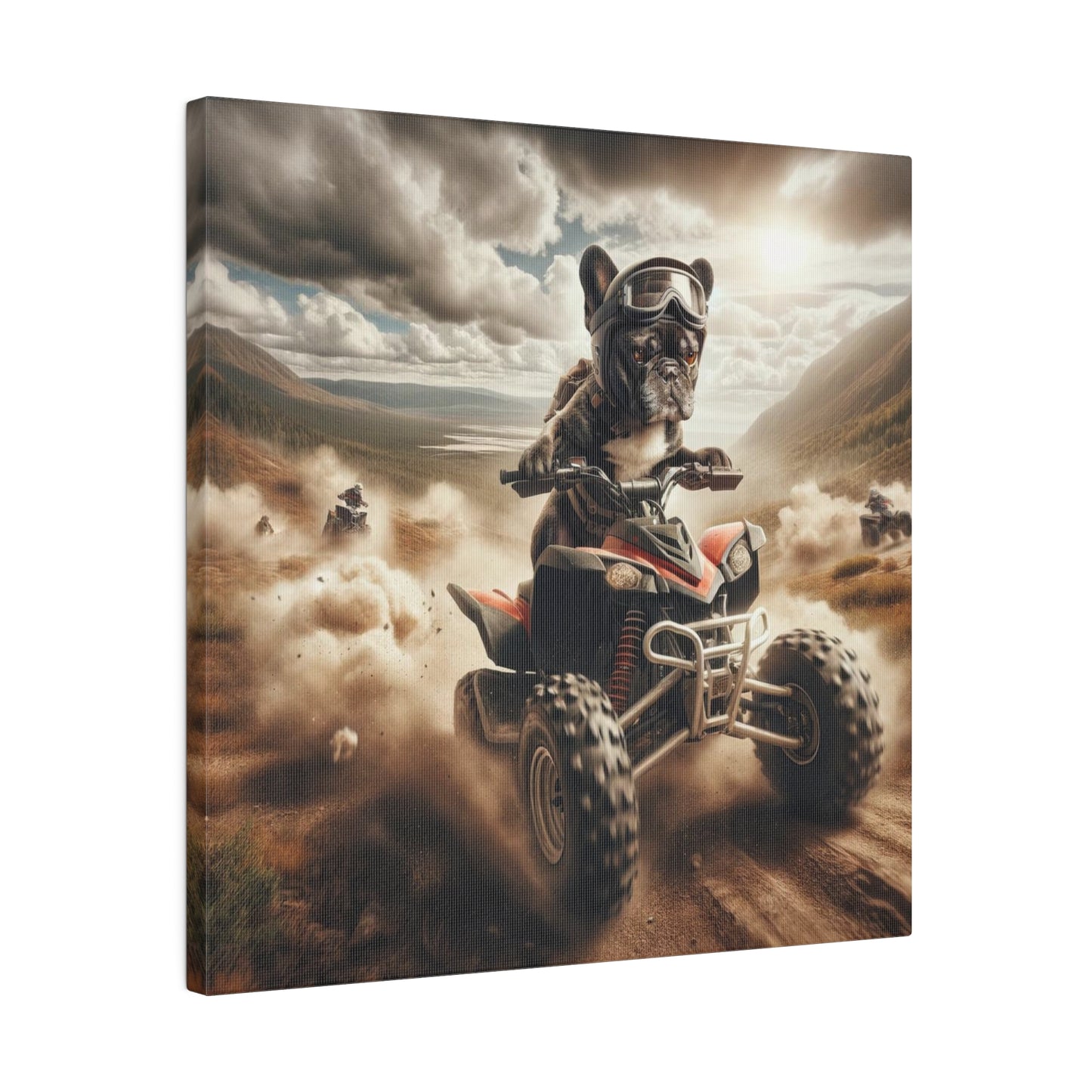 Frenchie ATV Ridin'-Matte Canvas, Stretched, 14x14