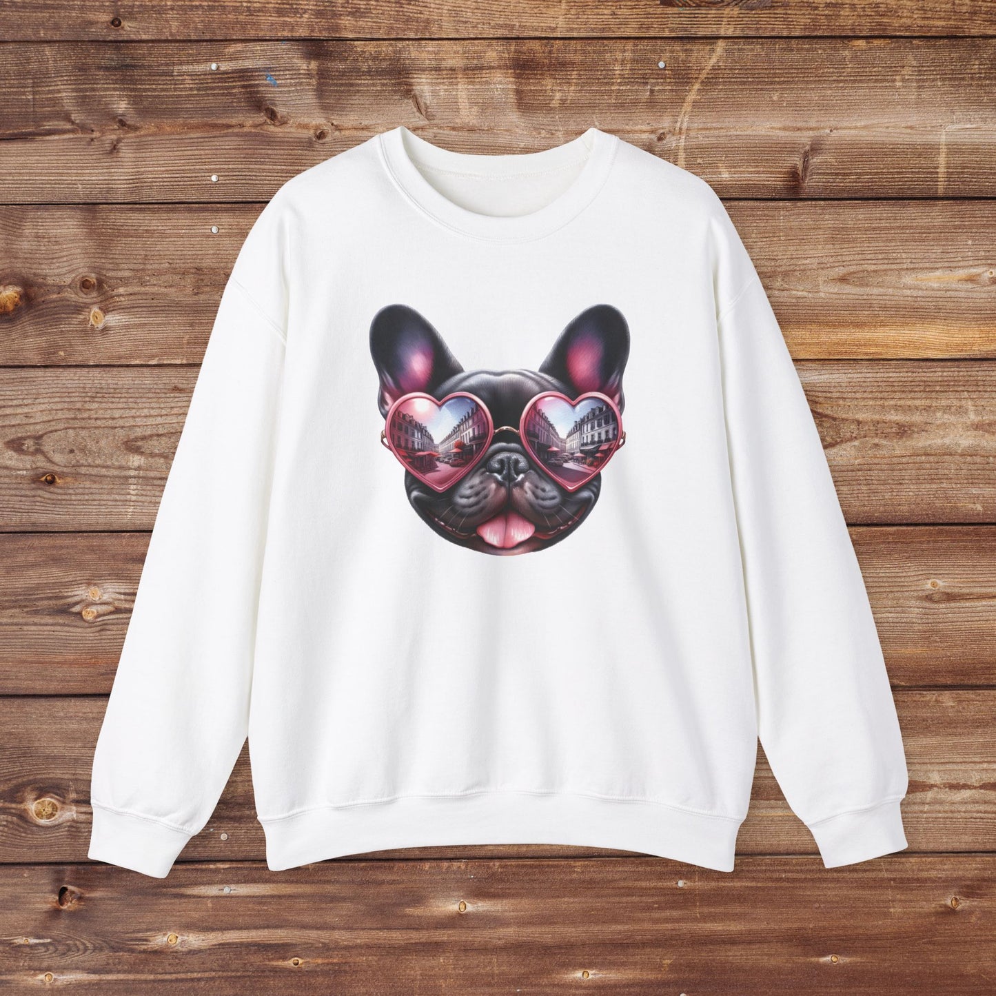 Frenchie Heart Shades Crewneck Sweatshirt