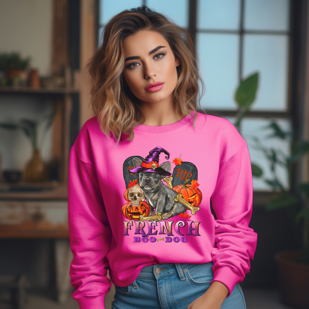 French Boo Dog Unisex Heavy Blend™ Crewneck Sweatshirt