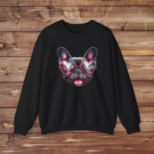 Frenchie Heart Shades Crewneck Sweatshirt