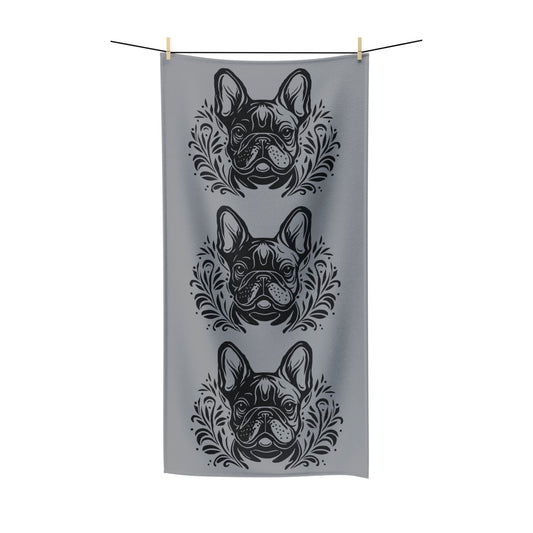 Frenchie Silhouette-Polycotton Bath Towel (36'"x72")
