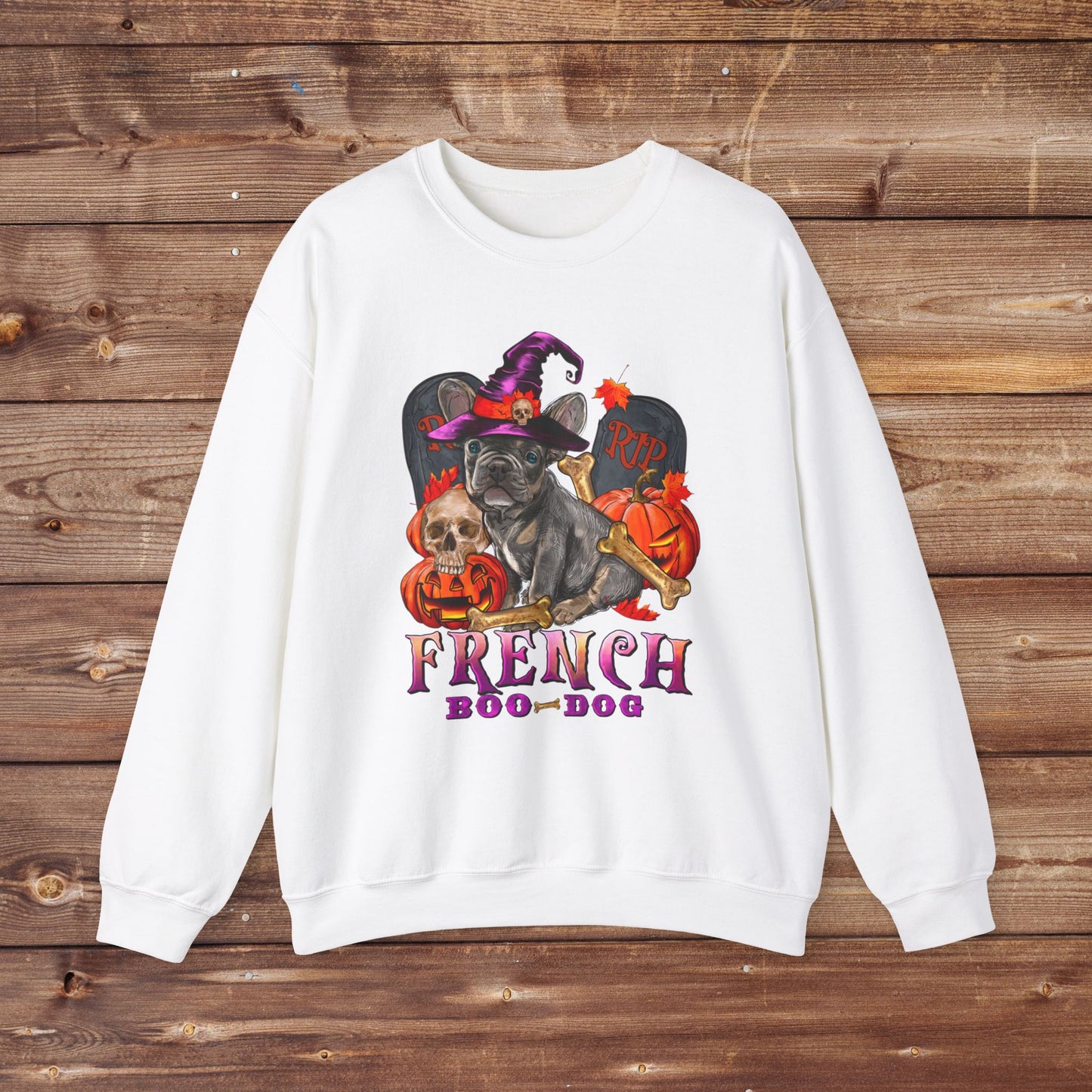 French Boo Dog Unisex Heavy Blend™ Crewneck Sweatshirt