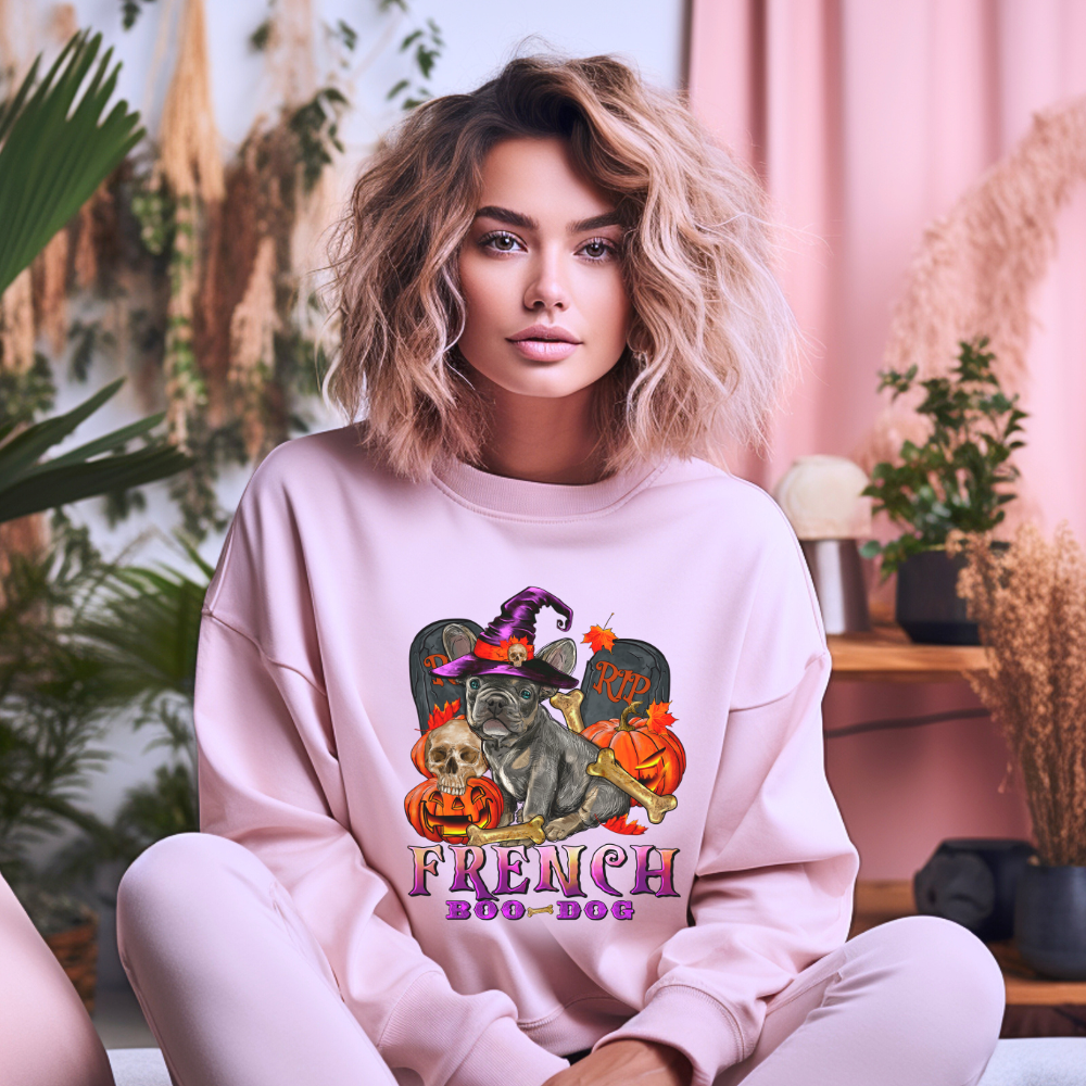 French Boo Dog Unisex Heavy Blend™ Crewneck Sweatshirt