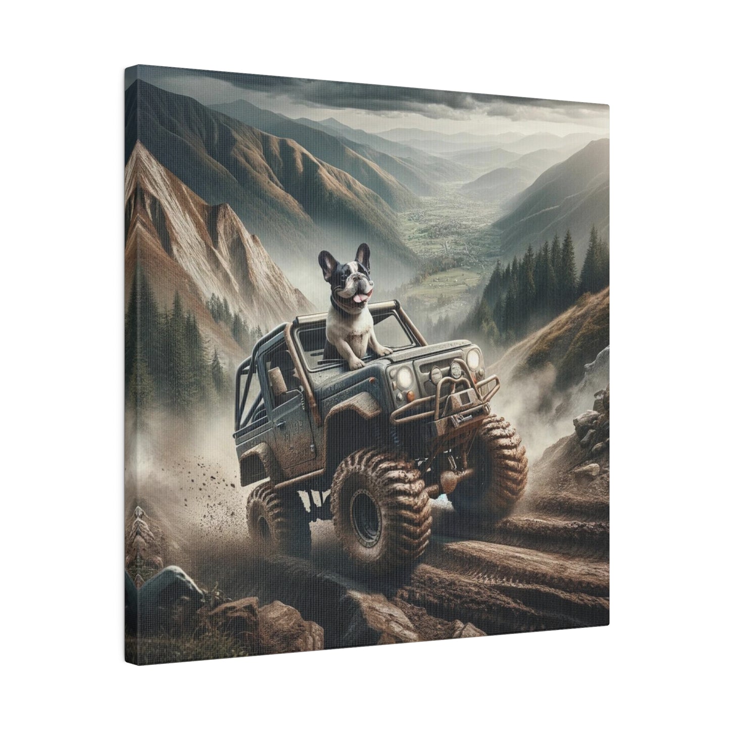 Frenchie 4 Wheeling-Matte Canvas, Stretched, 14x14