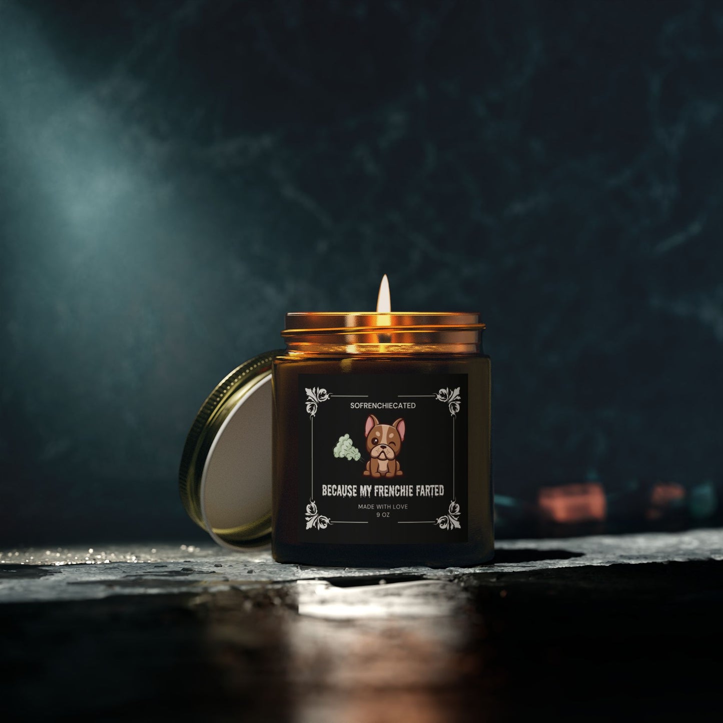 Because My Frenchie Farted Scented Candles, Coconut Apricot Wax (9oz)