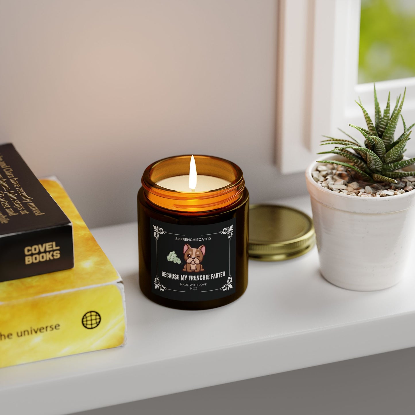 Because My Frenchie Farted Scented Candles, Coconut Apricot Wax (9oz)