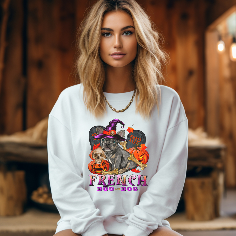 French Boo Dog Unisex Heavy Blend™ Crewneck Sweatshirt