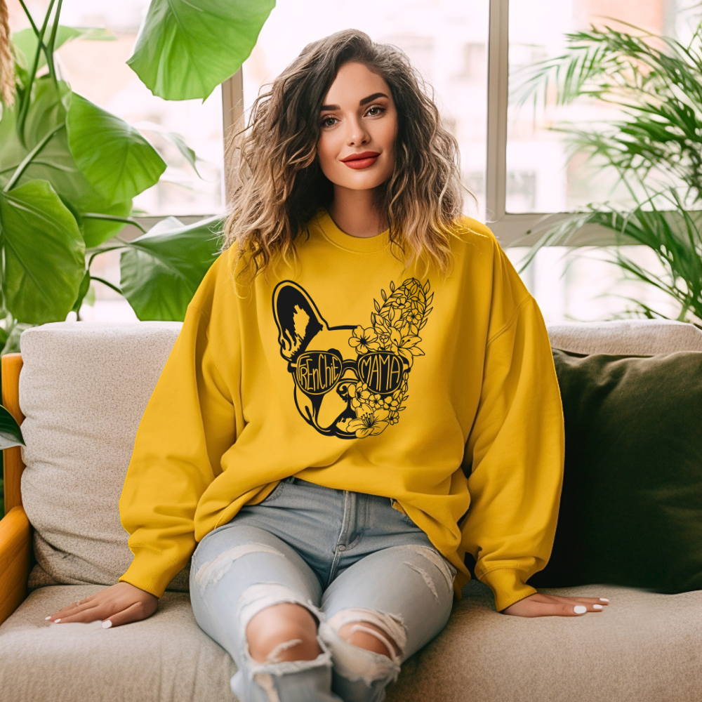 Floral Frenchie Mama Unisex Heavy Blend™ Crewneck Sweatshirt
